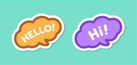 Cute Hello greeting speech bubble icon set. Simple flat vector ...