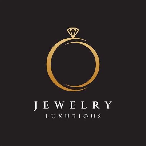 Jewelry ring abstract logo template design with luxury diamonds or gems ...