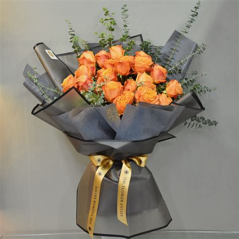 24 Orange Ecuadorian Roses Bouquet - The Flower Estate