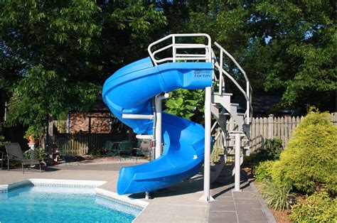 Vortex Inground Pool Slide Half Tube and Staircase (Blue) | Pool ...