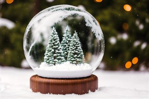 Premium AI Image | A snow globe with a snow globe with a christmas tree ...