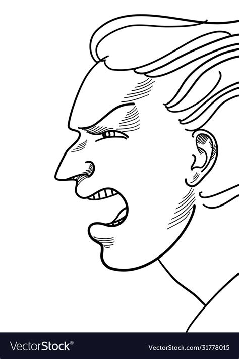 A drawing face angry man Royalty Free Vector Image