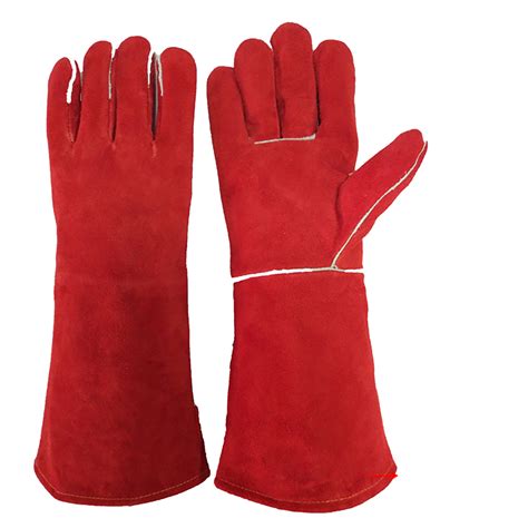 Welding Glove 16 Inch Heat Resistant Leather Red | Machinoworld