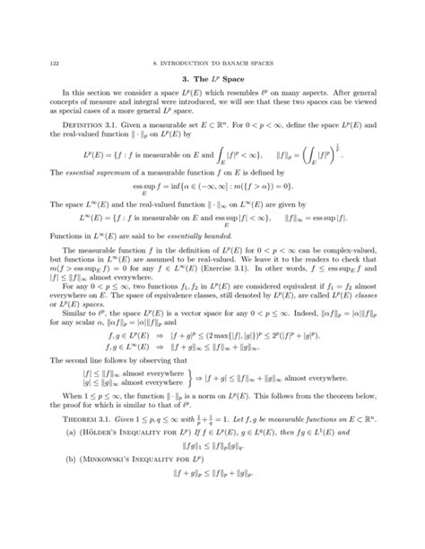 3. The Lp Space In this section we consider a space Lp(E) which