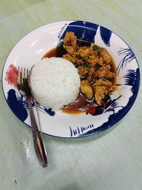 Nasi Ayam Goreng Mentega. Chicken Rice with Margarine Stock Photo ...