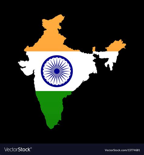 Detailed map of the india with flag Royalty Free Vector