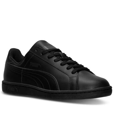 PUMA Men'S Smash Leather Casual Sneakers From Finish Line in Black for ...