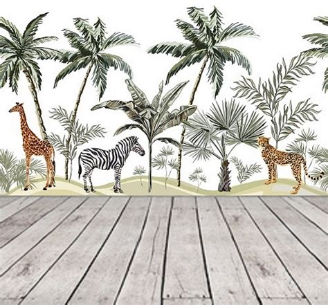 Safari Animal Nursery Wallpaper Boy Kid Wallpaper Removable | Etsy