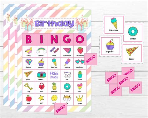 Birthday Bingo Game for Immediate Download Bingo Game - Etsy