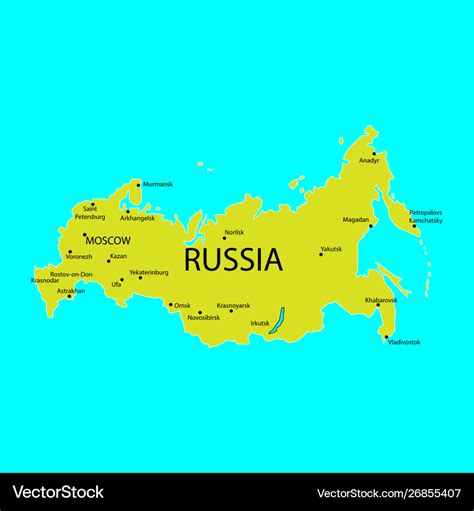 Russia map with cities sign Royalty Free Vector Image