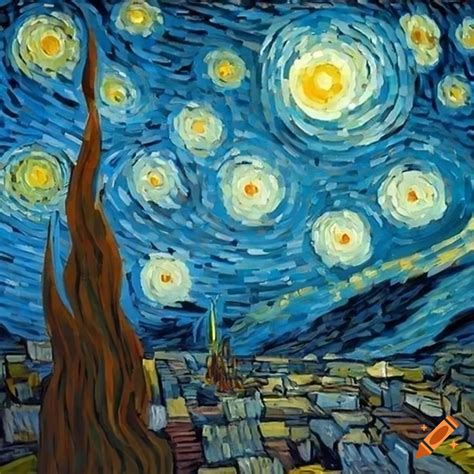 Van gogh's starry night painting on Craiyon