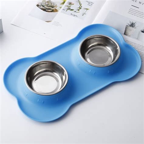 2 Bowls Set Pet Feeding Station Stainless Steel Water Food Bowls with ...