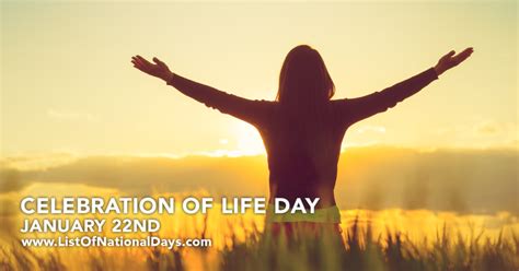 CELEBRATION OF LIFE DAY - List Of National Days