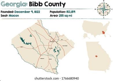 Large Detailed Map Bibb County Georgia Stock Vector (Royalty Free ...