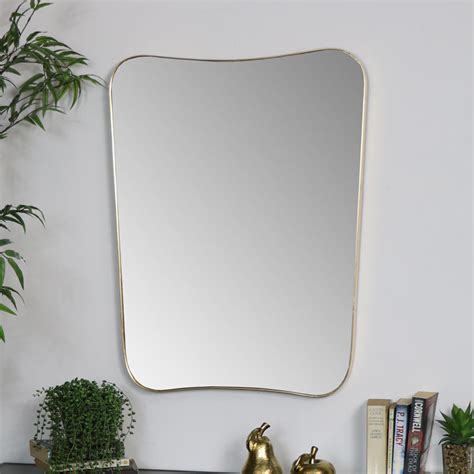 Large Gold Curved Wall Mirror 59cm x 77cm