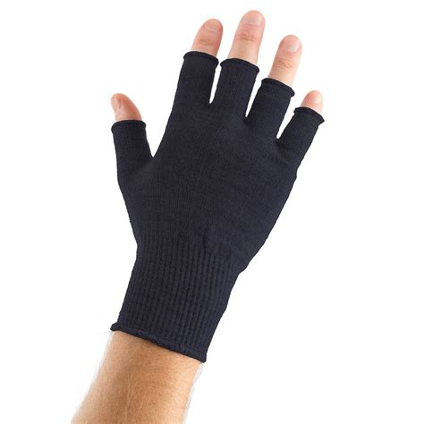 EDZ Merino Wool Fingerless Thermal Gloves Black