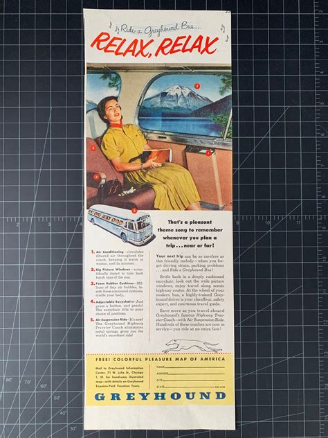 Vintage 1954 Greyhound Bus Print Ad - Etsy