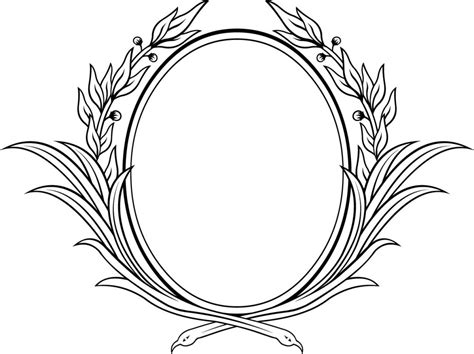 Decorative oval floral vector frame | Free download