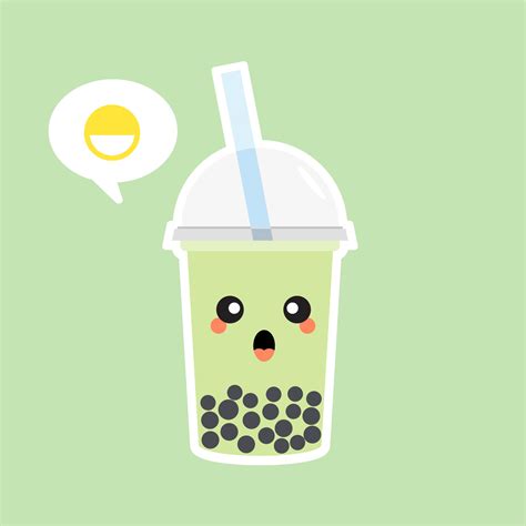 Cute Boba bubble milk tea with tapioca. Pearl milk tea, black delicious ...