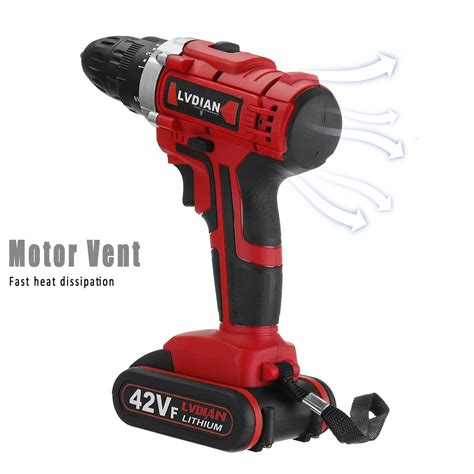 42V Waterproof Electric Hand Drill 25+1 Torque Cordless Rechargeable ...