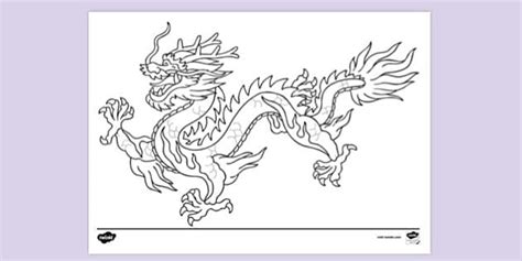 Easy Chinese Dragon Colouring Sheet (teacher made) - Twinkl