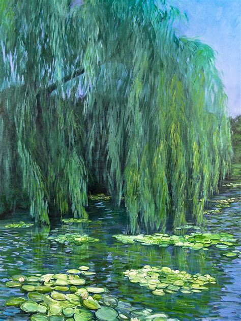 Weeping Willow tree and Water Lilies Painting by Lynne Albright - Pixels