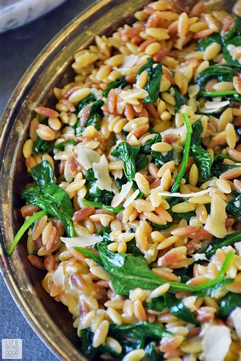 Orzo Pasta with Spinach and Parmesan | Life Tastes Good