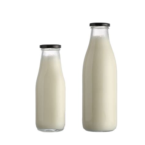 Old Fashion Empty Clear 1 L 1L Glass Milk Bottle with Tin Plate Lid for ...