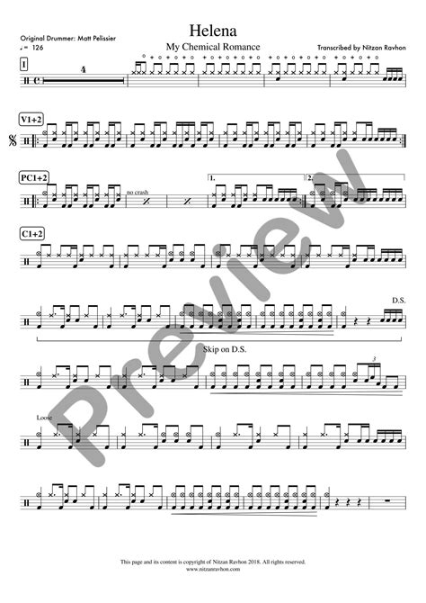 Drum Sheet Music - My Chemical Romance - Helena