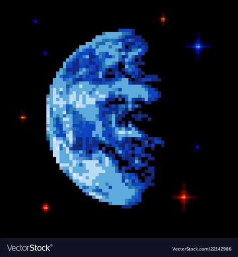 Earth pixel art pixelated planet in space Vector Image | Pixel art ...