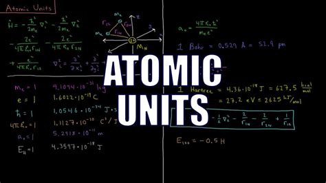 Quantum Chemistry 9.1 - Atomic Units - YouTube