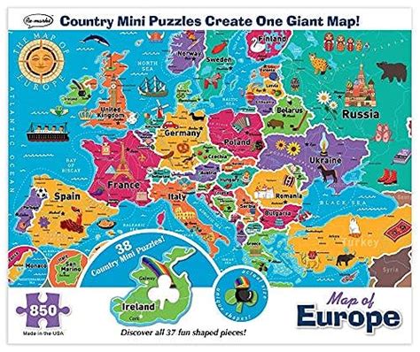 Re-marks Map of Europe 850 Piece Puzzle with Country Mini Puzzles ...