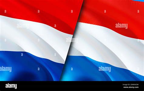 Netherlands and Luxembourg flags. 3D Waving flag design. Netherlands ...