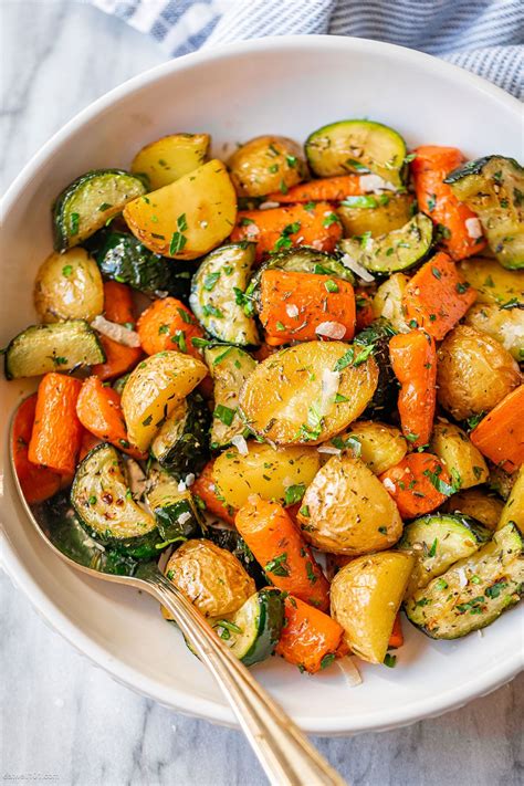 Garlic Herb Roasted Potatoes Carrots and Zucchini | Vegetables recipes ...