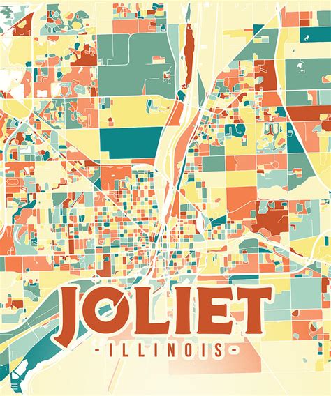 Joliet US map Digital Art by Alexandru Chirila - Fine Art America