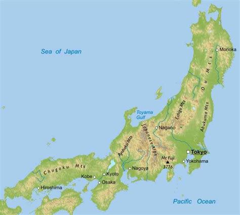 Japan mountains map - Map of mountains in japan (Eastern Asia - Asia)