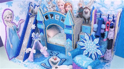 DIY Miniature Frozen Disney Dollhouse Kids bedroom Decor Elsa and Anna ...