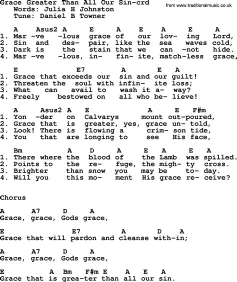 Top 500 Hymn: Grace Greater Than All Our Sin - lyrics, chords and PDF