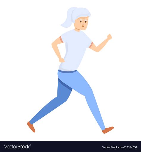 Senior woman sport walking icon cartoon style Vector Image