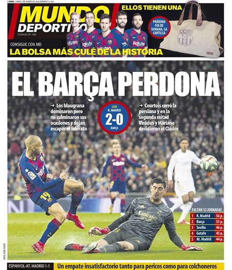 La portada del diario Mundo Deportivo (02/03/2020)