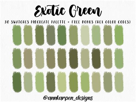 Green Jade Procreate Palette, 30 HEX Color Codes, Instant Digital ...