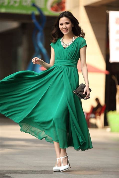 Chiffon Maxi Dress Bridesmaid Dress Jade Green by dresstore2000 Evening ...