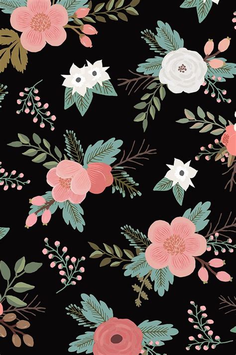 Floral Bouquets in Black Fabric | Black floral wallpaper, Flower ...