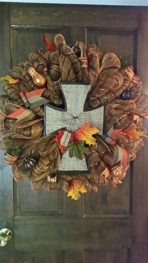 Beautiful Fall Autumn Everyday Cross Blessings Deco Mesh - Etsy