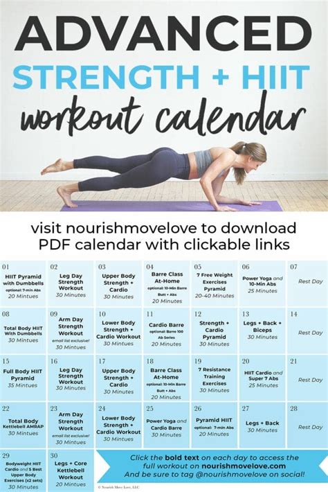 30-Day Advanced Workout Plan (Videos) | Nourish Move Love