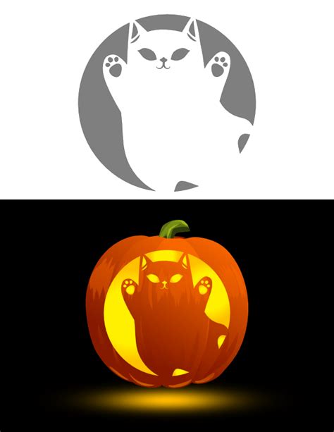 Printable Ghost Cat Pumpkin Stencil