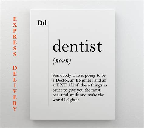 Dentist Canvas Art Dentist Gift Dentist Definition Poster Dental Office ...