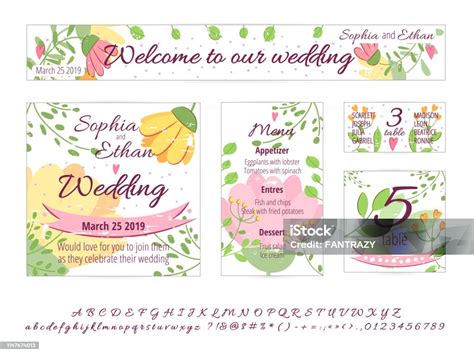 Vector Set Of Happy Wedding Design Cards Stock Illustration - Download ...