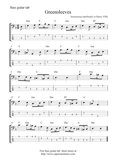 Printable Guitar Tab Sheet