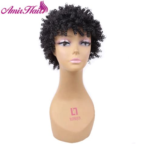 Amir Kinky Curly Afro Wig Synthetic Hair Short Black Wigs for Women and ...